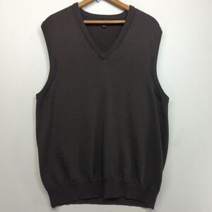 Express Design Studio 100% Merino Wool Sweater Vest Brown Large